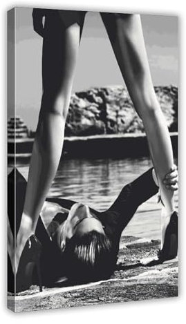 AMATWI Helmut Newton Poster auf Leinwand, Schlafzimmer-Dekor, Sportlandschaft, Büro, Raumdekoration, Geschenk, Rahmen-Stil, 60 x 90 cm