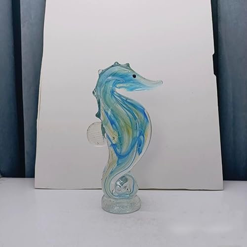 Handmade Glass Colorful Seahorse Figurine Blown Animal Glass Coloured Glaze Paperweights Birthday Gift Table Ornaments Home Decor