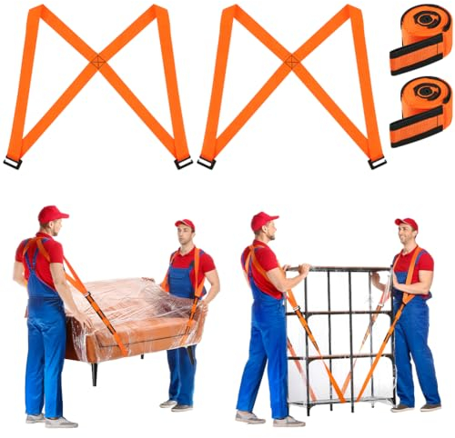 URAQT Lifting Straps for Movers,2 Pcs Anti-Slip Moving Straps Carrying Straps,2-Person Shoulder Lift and Mobility System Lift Strap,Easily Lift and Carry For Moving Furniture,Appliances,Mattresses