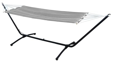 AMANKA Hamac avec Support 1 Personne - 310cm Support Hamac Acier jusqu'à 120kg - 190x80 Hamac Jardin Exterieur - Toile pour Hamac sur Pied - Hamac Interieur - Hamac a Pied - Hamac Exterieur sur Pied