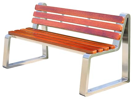 NRNQMTFZ Edelstahl Gartenbank,Parkbank mit Rückenlehne & Armlehne,robuste Beine aus Edelstahl und verdickte Lattensitze,Sitzbank für 2-3 Personen