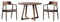 Widppsopt Esstisch-Set, moderner Esstisch aus Massivholz mit Zwei Säulen und gepolsterten Stühlen für das Wohnzimmer, Esszimmer und Zuhause, nussbrauner Tisch und Stuhl(e), 3-teiliges Set, T
