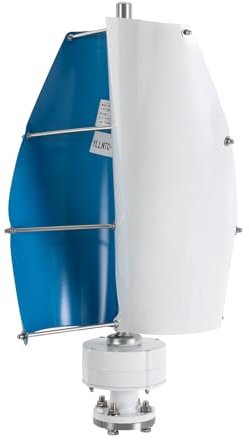 Turbina Eolica Verticale da 500 W, Generatore Eolico Generatore di Corrente per La Casa, Alimentazione Industriale, Bianco e Blu