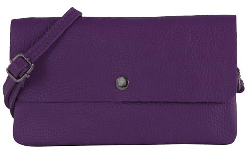 modamoda de - T257 - Echtleder Umhängetasche Small made in Italy, Farbe:Purple