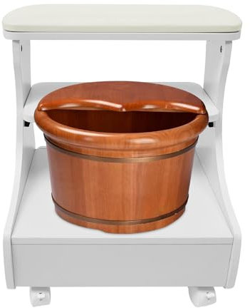 Fußstütze Pediküre Fußruhe schminkhocker fussbad Maniküre Möbel Trolley für Fußbad Fußbad Hocker mit Rädern Hause Salon Gebrauch 52*41*55 cm Beinstütze Fußpflege Nagel Salon Spa Massage (Weiß)