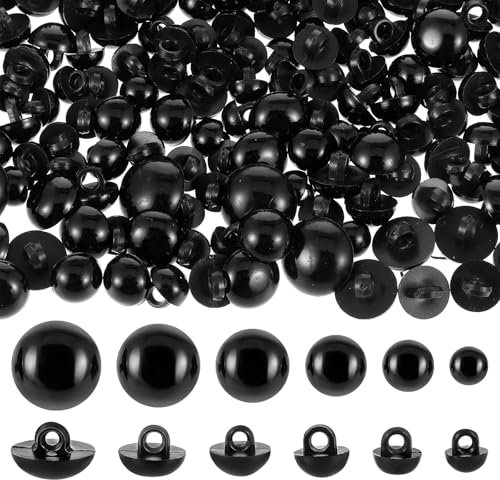 300 Stück Sicherheitsaugen für Häkeltiere Schwarze Knöpfe Bastelaugen 7.5mm bis 15mm Sicherheitsaugen zum Annähen Kunststoff Knopfaugen Puppenaugen für DIY Basteln