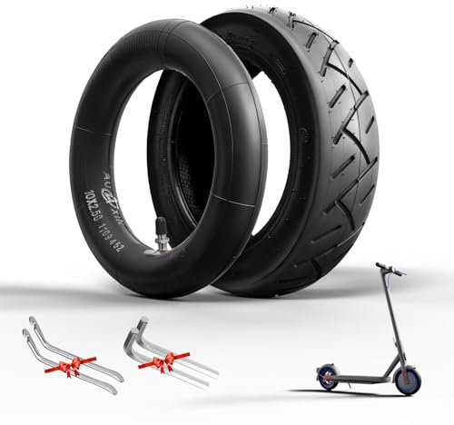 OUXI E-Scooter Reifen 10x2,50 Ersatzschlauch+Reifen 10 Zoll E Scooter Verdickter Schlauch60/70-6.5 Ersatzschlauch für Ninebot MAX G30 G30P G30LP/Kugoo M4 M4Pro/Soflow So4 Pro (Inneres+Äußeres)