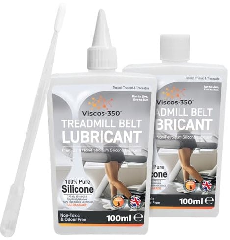 Viscos-350 Premium Treadmill Lubricant Pure Silicone Oil 15cm Long Applicator Inc - Made in UK - 200ml