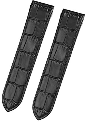 KLVN Echter Leder Uhrengurt für Cartier Santos Santos 100 Männer und Frauen Leder Uhrband 20mm 23mm(Black-No buckle,23mm)