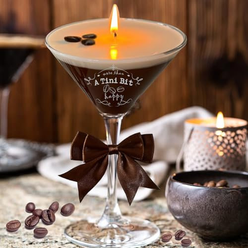 Kaffee-Espresso-Martini-Kerzen, Martini-Kaffeekerze, Geschenke für Frauen und Männer, Geburtstag, Duftkerzen, einzigartige Geschenke für Kaffeeliebhaber, natürliches Sojawachskerze für Weihnachten,