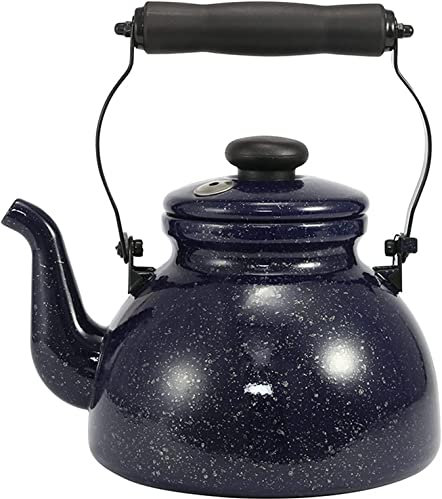 YKYKY Cestino for infusore for teiera Premium, Bollitore in Smalto Blu Stellato Smaltato retrò Bollitore for Teiera da Esterno da 2,0 Litri Caffettiera Turca a Foglie Sciolte Vintage