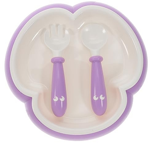ERINGOGO 1juego Utensilios Para Bebés Ventosa Cuenco Cucharas y Tenedor De Segura Para Alimentación Infantil Accesorios Para Comida Suplementaria Para Entrenamiento De Comida