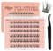 Higu clace Pre-Glued Eyelashes D curl Self Adhesive Eyelashes 54pcs, Pre-Glued Lash Clusters Kit 8-16mm, Press On Cluster No Glue No Remover Needed False Eyelashes with Lash Tweezers (Sparkle 8-16MM)