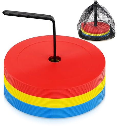 BHHTBB Lot de 25 disques de marquage plats de 15 cm - Avec support de rangement - Marqueurs de sol antidérapants - Marqueurs de terrain de jeu - Accessoires d'entraînement