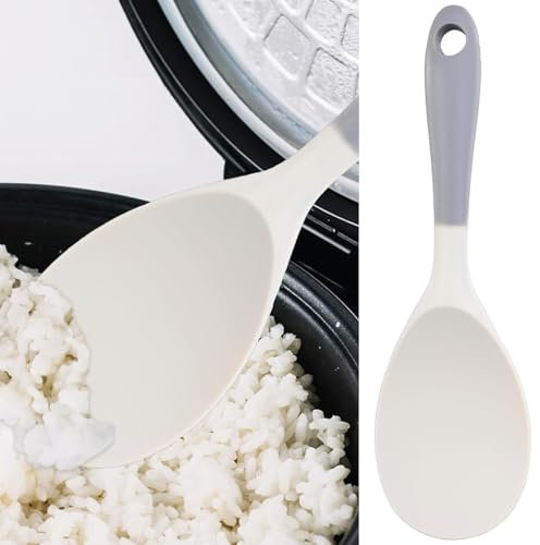 Silicone Rice Spoon, Non Stick Rice Paddle Heat Resistant Rice Spatula Kitchen Gadge Rice Scooper Cooking Utensil Rice Paddle Spoon Rice Cooker Spoon for Rice Salads