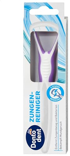 Dontodent Zungenreiniger, 2-Stufen-Reinigung, Ergonomischer Anti-Rutsch-Griff, entfernt Mundgeruch, Bekämpft Bakterien