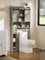 FiveWillowise Over Toilet Storage Unit, Bathroom Storage Cabinet with Sliding Barn Door, Space Saving Over Toilet Shelf Unit with Adjustable Open Shelves, Bathroom and Laundry Room Cabinet Furniture