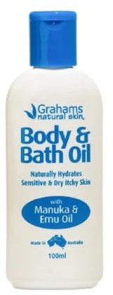 Grahams Natural Körper & Bade Öl – Feuchtigkeitsspendendes Badeöl & Duschöl – Für trockene Haut, Neurodermitis & Psoriasis – Steroidfrei & natürlich
