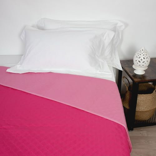 Corredocasa - Trapuntino Primaverile/Estivo Copriletto Trapuntato Quilt Double Face in Morbida Microfibra Singolo 1 Piazza Prodotto in Italia (Rosa/Fuxia)