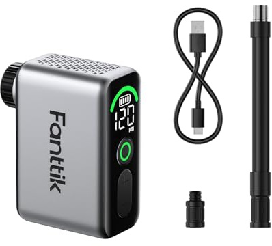Fanttik X10 Ace Tiny Mini Pompe à vélo électrique, 8.28BAR, compacte, avec valves Presta et Schrader, gonflage Rapide et Portable pour vélos de Route