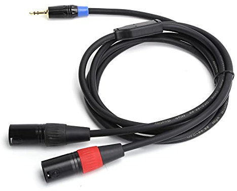 Denash 3.5 Mm Male Up to 2 Xlr Cable Cable for the Mixer's Supply Amplifier, Suitable for Mixing Consoles (1.8 meters)