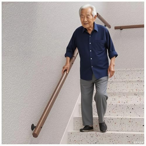 Handlauf-Set, Innen-/Außenhandlauf für Treppen, Holzgeländer mit Wandhalterungen, für Hausgartenkorridor, Loft-Terrassendielen, Kindergarten-Leitplanke(280cm/110in)