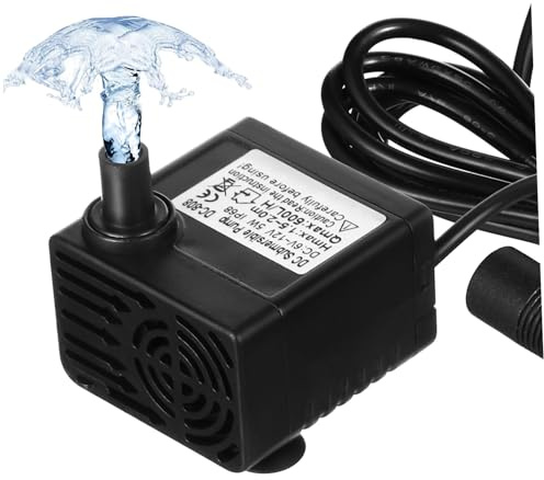TOBBOMEY Mini Pompa Sommergibile per Acquario 12V 5W 500L/H Portata Regolabile Plastica Rigida Diametro Uscita 8Mm 3 Ventose per Fontana Interni