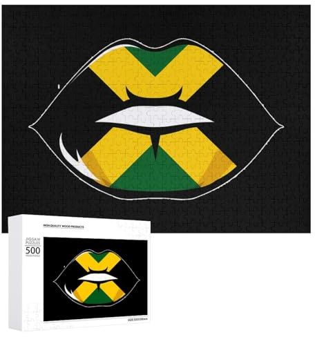 Jamaican Flag Lip Jigsaw Puzzles for Adult Family Activities Games Home Decor Puzzle 500 PCS