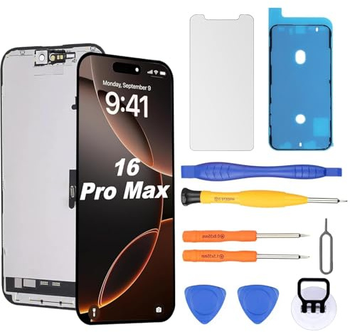 NB+ Replacement Screen for iPhone 16 Pro Max LCD Retina Full HD Display Digitizer with Fully Repair Tool Kits, Screen Protector, Waterproof Tape