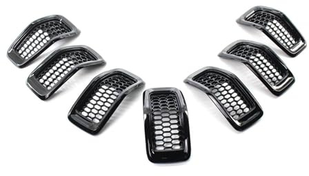 Griglia del radiatore Per Jeep Per Cherokee 2014 2015 2016 2017 2018 Auto Paraurti Anteriore Centrale Trim Reticolo Nido D Ape Griglie Da Corsa Copertura(Nero lucido)
