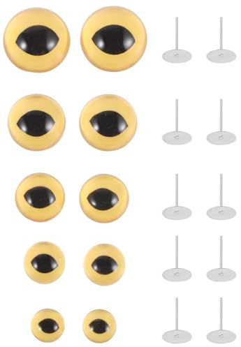 DIYEAH 5 Paires D'yeux de Sécurité en Verre pour Chats et Poupées, 8-16 Mm, Légers Fixation Facile pour Projets de Feutrage à L'aiguille Réalistes