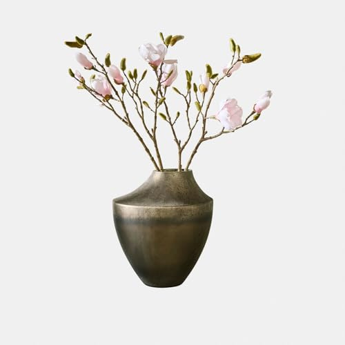 Loberon Vase Tavris - Mundgeblasen - Ideal für Trockengestecke - Elegantes Design - Blumenvase - Dekoration - Wohnaccessoire - Glas, antikmessing