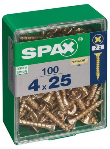 CAJA 100 uds. TORNILLO MADERA SPAX CAB. PLANA YELLOX 4,0x25mm SPAX