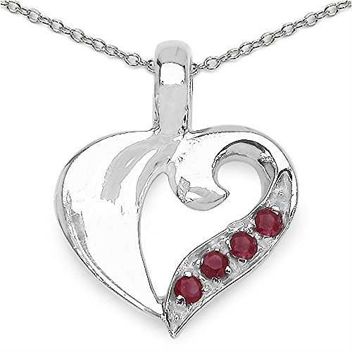 Collier/Kette m.Rubin-Herz Anhänger 925-Silber Rhodiniert