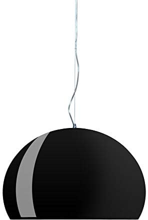 Kartell FL/Y Lampada a Sospensione E27, 15 W, Nero Lucido, Diametro 52 cm