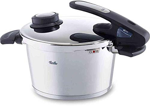 Fissler Vitavit Edition Design/Induktions-Schnellkochtopf (4,5 L, Ø 22 cm) Edelstahl-Dampfkochtopf, 2 Garstufen, stapelbar, mit Einsatz