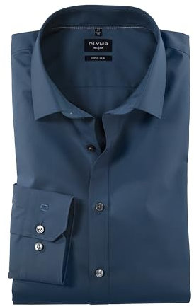 OLYMP Herren Businesshemd Langarm No.Six,Einfarbig,super Slim,Urban Kent,Rauchblau 13,36