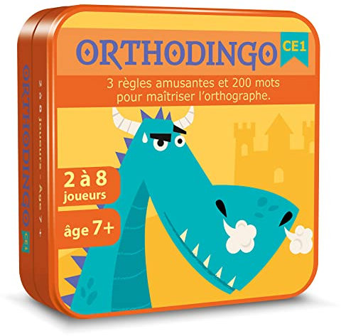 Asmodee Aritma - ORTHODINGO CE1 - Jeu de Société Éducatif 7 Ans - Progresser et améliorer Son Orthographe - Apprendre des Mots et Développer Le Vocabulaire - 2-8 Joueurs - 15 Min - Version Française