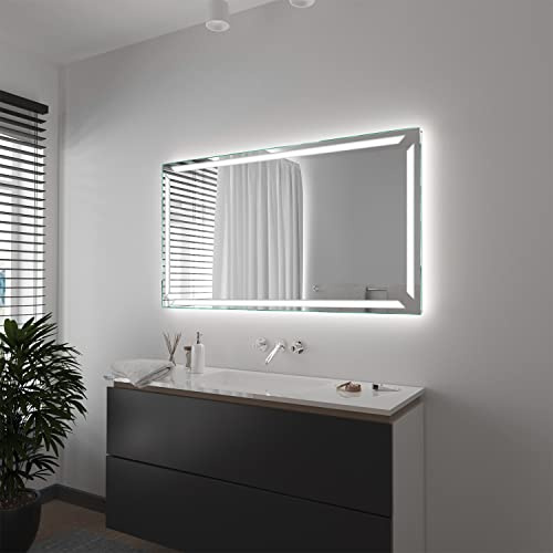 SARAR LED Badspiegel Spiegel Badezimmerspiegel mit Beleuchtung 180x70 cm Made in Germany eckiger Wandspiegel Mirror Spiegel Bad mit Licht Pesaro