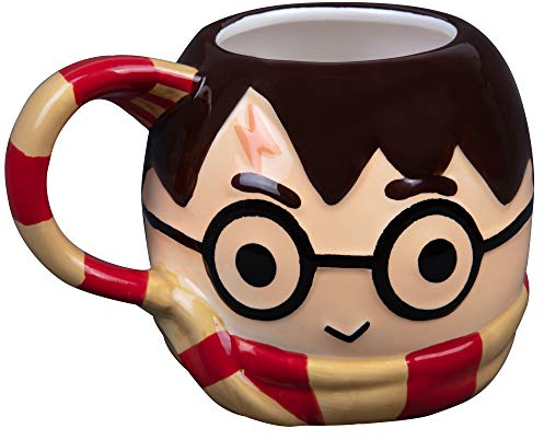 Harry Potter Figural Coffee Mug, 24 oz - Cute Chibi Design with Gryffindor Scarf Handle - Ceramic