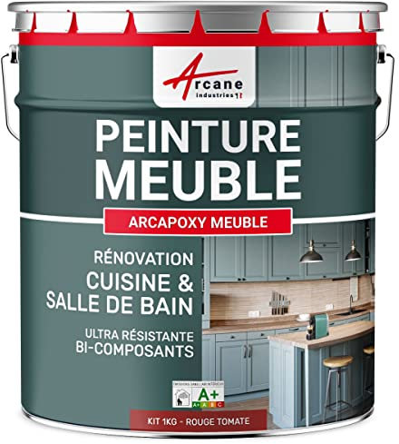 Peinture Meuble Cuisine, Salle de Bain - Résine Epoxy Bi-composant - ARCAPOXY MEUBLE - 1 kg (jusqu'à 12 m² en 2 couches) Rouge Tomate - RAL 3013 - ARCANE INDUSTRIES