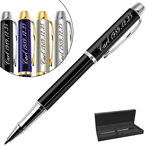Aolun Personalisierter Kugelschreiber-Gravur Kugelschreiber mit Namen, Text oder Logo,tolle Geburtstag, Hochzeit, Jubiläum Geschenk-Encre noire et 0.7mm