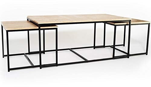 IDMarket - Lot de 3 Tables Basses gigognes Detroit 113 cm Design Industriel