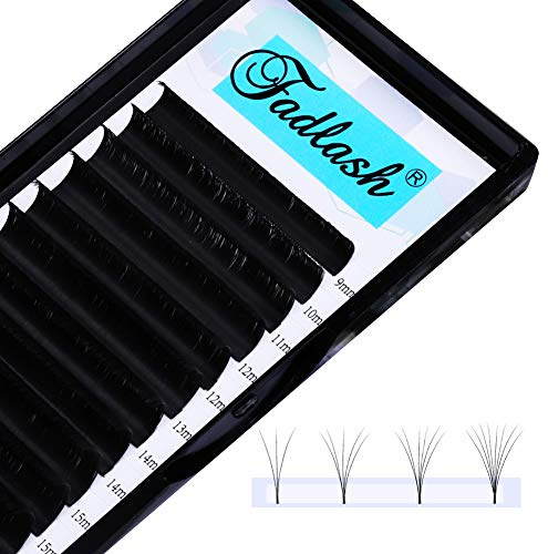FADLASH Easy Fan Russian Lashes 0.07 D Curl 16mm Sing Tray Withstand 90℃ Self Fanning 3D 5D 6D-20D Volume Individual Russian Eyelash Extensions Kit for DIY(0.07-d-16)