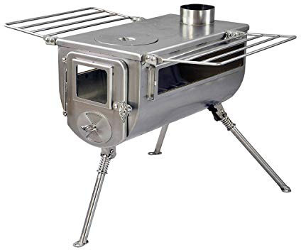 Winnerwell Woodlander Double-View Large Tent Stove | Portable wood Burning Tent Stove for Tents, Shelters, and Camping | 1500 Cubic Inch Firebox | Stainless Steel Construction | Includes Chimney Pipe