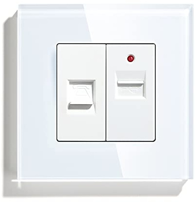 BSEED TL + 3.1A USB Crystal Frame Einzelne Telefonsteckdose und Einzelne USB-Ladesteckdose Weiß