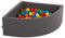 KiddyMoon Viertel Eckig Bällebad Bällepool 90X30cm/300 Bälle ∅ 7Cm Ballgruben Für Babys Spielbad Kleinkinder, Hergestellt In Der EU, Dunkelgrau:Gelb/Grün/Blau/Rot/Orange
