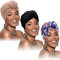 SATINIOR 3 Stücke Afrikanischen Turban für Damen Knoten Pre-Gebunden Motorhaube Hut Kopfbedeckung (Schwarze, Blaue Blume, Khaki)
