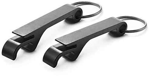 Ganzoo - Abridor de Botellas de Aluminio para llaveros, Destapador de Cerveza (2 Unidades), Color Negro metálico