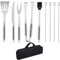 Ensemble d'Outils De Barbecue, 9PCS Barbecue Ustensiles en Acier Inoxydable pour Grillade avec Boîte de Rangement/Spatule/Fourchette/Pince/Couteau/Brochettes et Pinceau pour Extérieur/Camping/Jardin